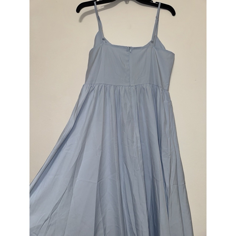 Women Spaghetti Strap Sleeveless High Waist Ruffle A-line Cotton Poplin (L/XL) - Picture 7 of 9